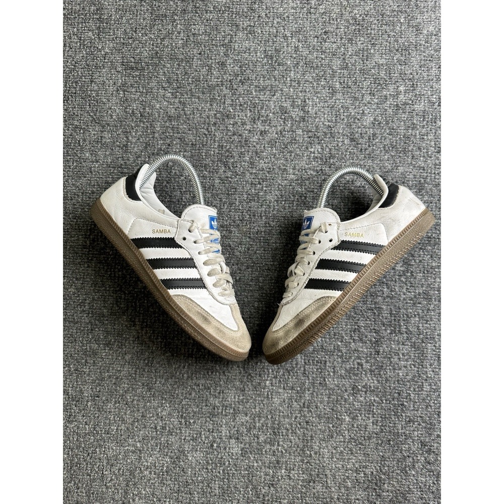 Kids Adidas Samba OG White Black Gum Leather Sneakers, Size US 5